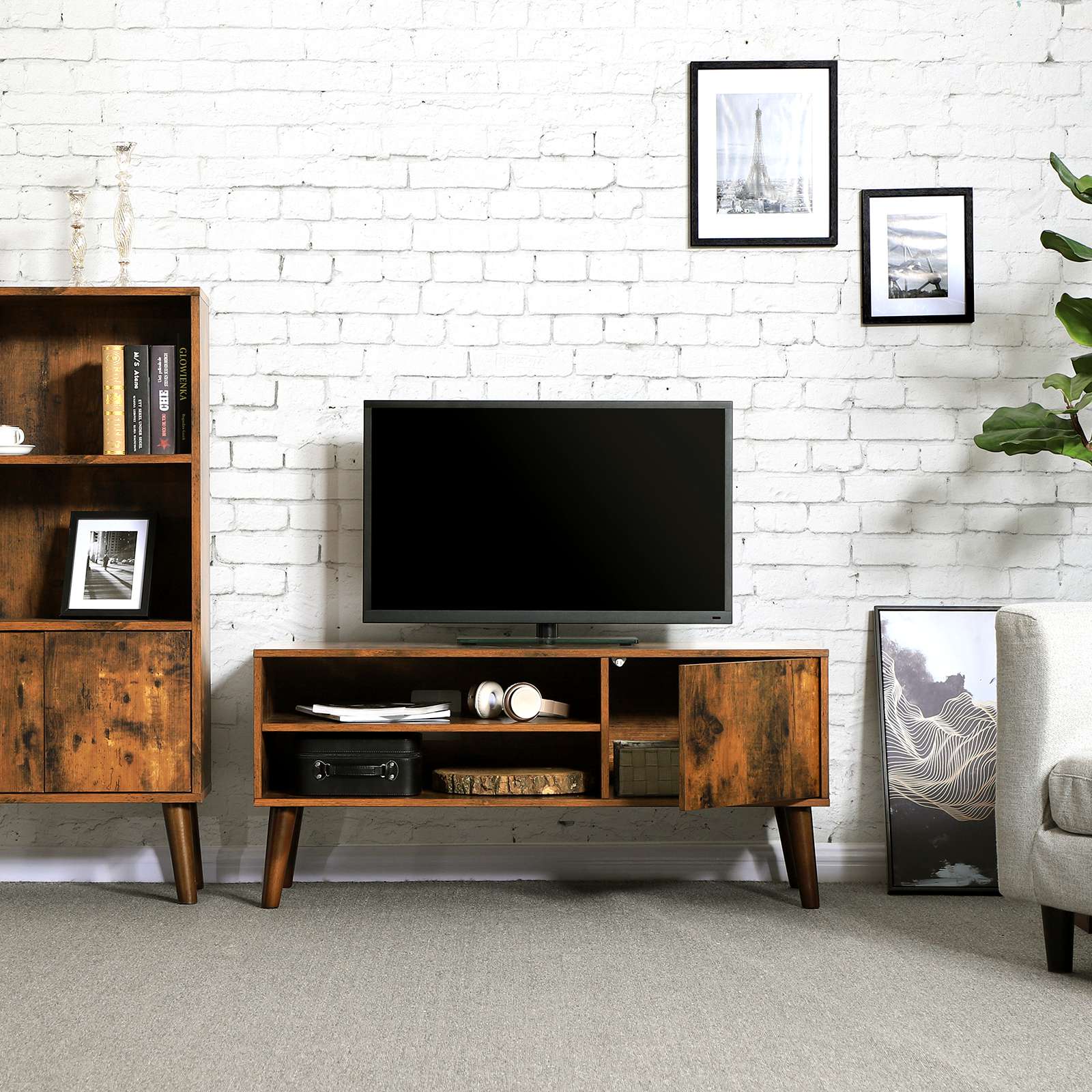 Retro Wooden TV Cabinet Entertainment Center