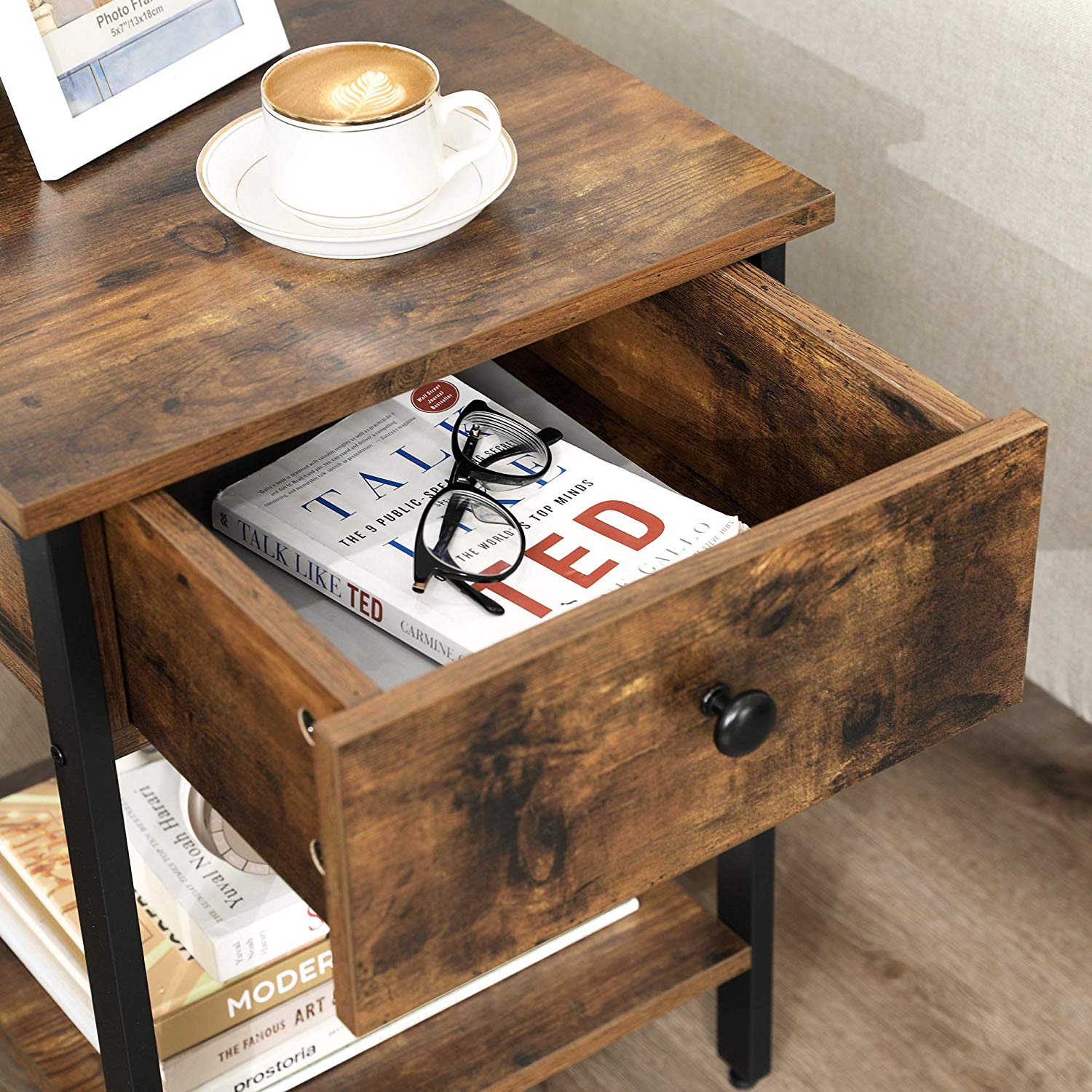 Industrial Nightstand with Drawer