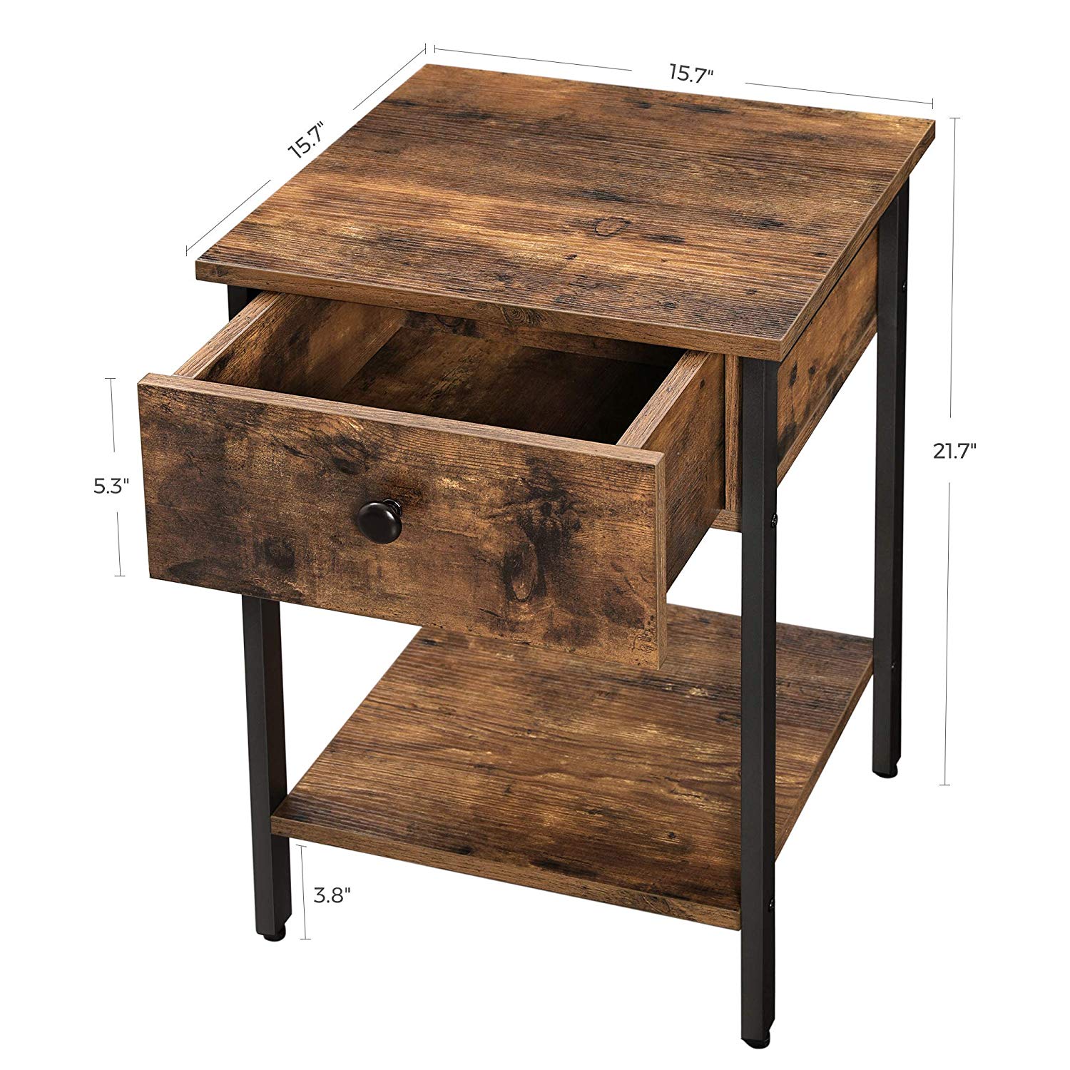 Industrial Nightstand with Drawer