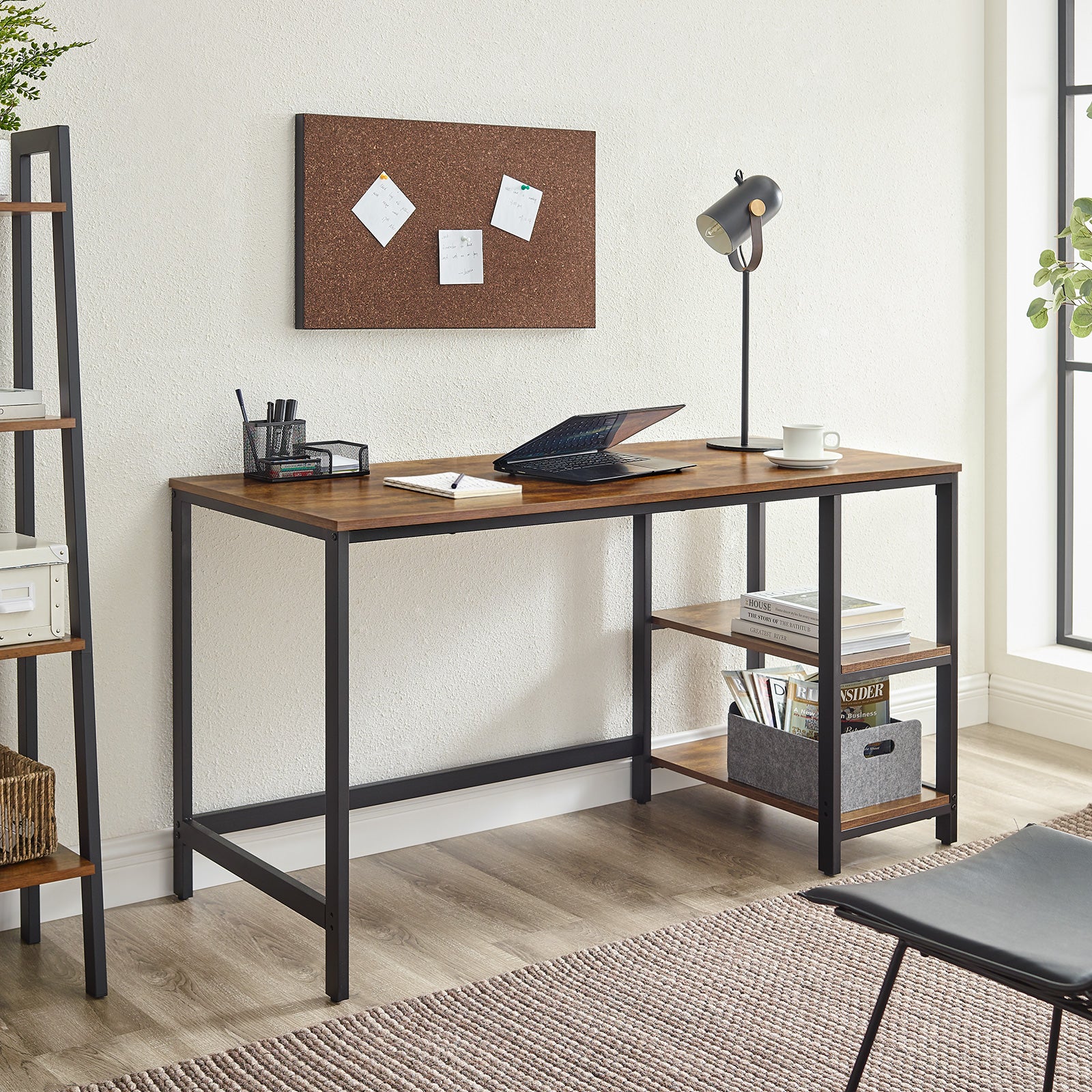 Side Shelf Computer Desk