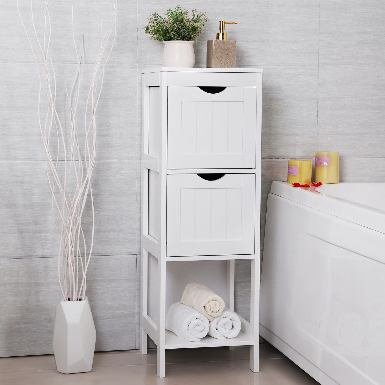 Bathroom Linen Tower with Drawers