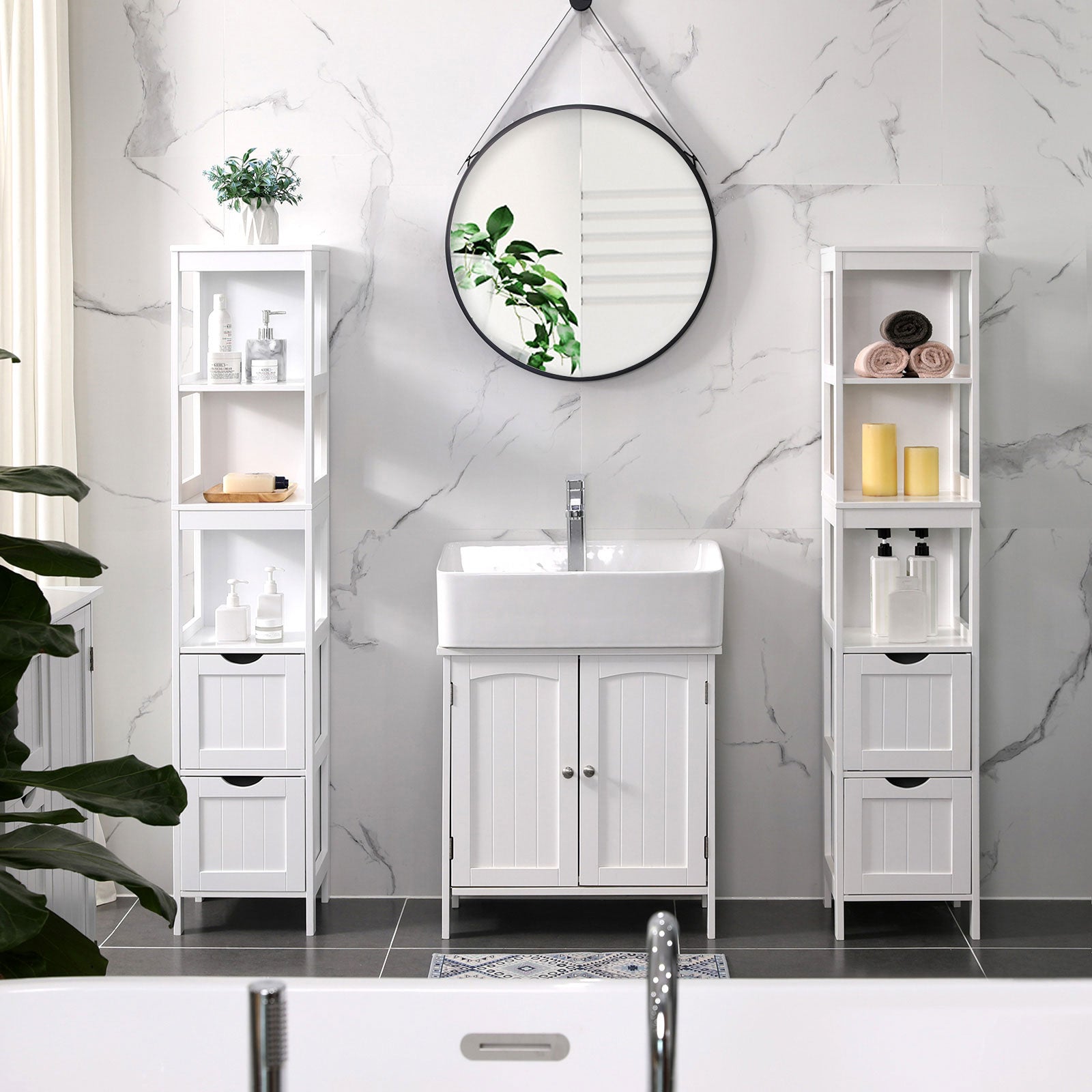 Bathroom Tall Cabinet Linen Tower