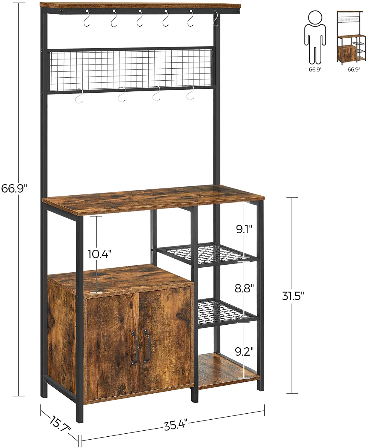 Kitchen Utility Storage Shelf with Cupboard