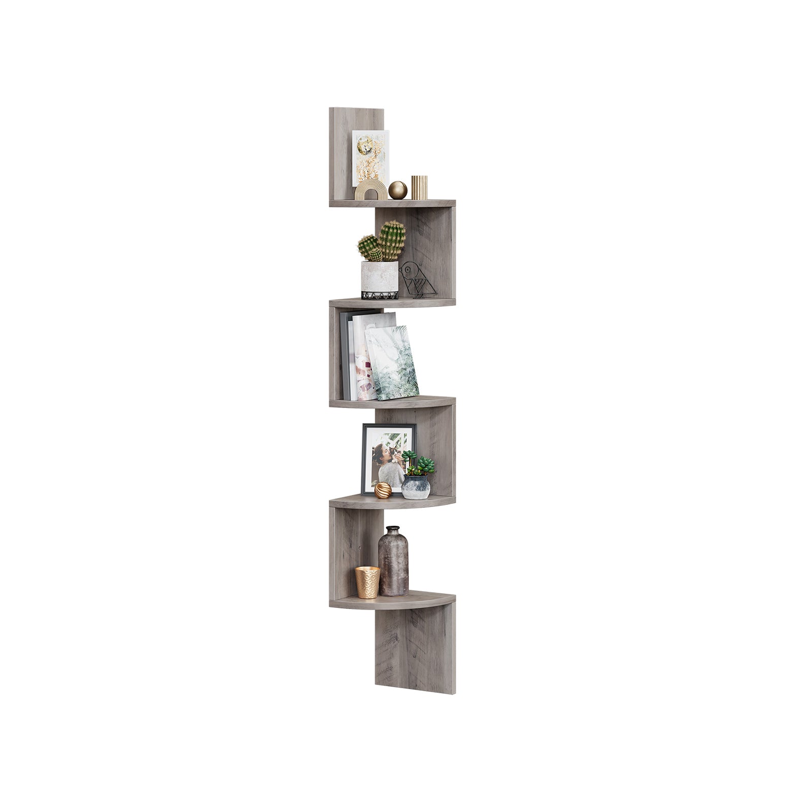 5-Tier Floating Wall Shelf with Zigzag Design