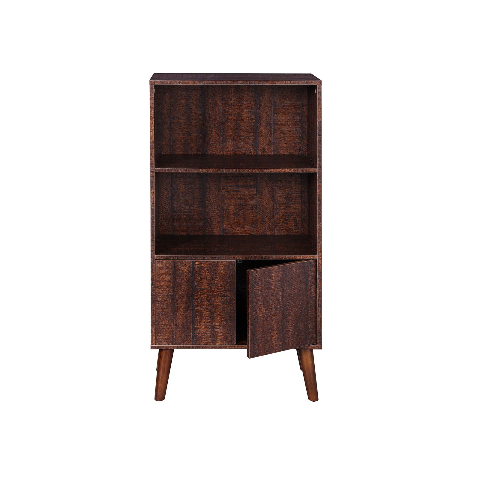 2-Tier Retro Bookshelf with Doors