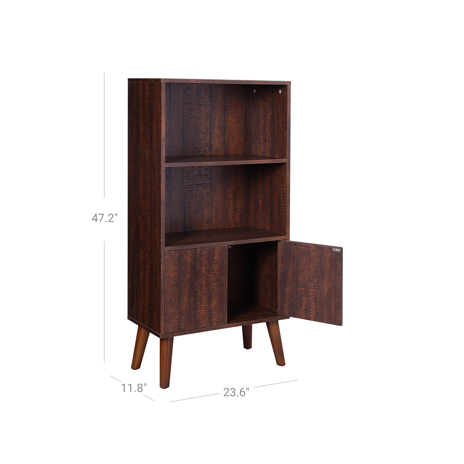 2-Tier Retro Bookshelf with Doors