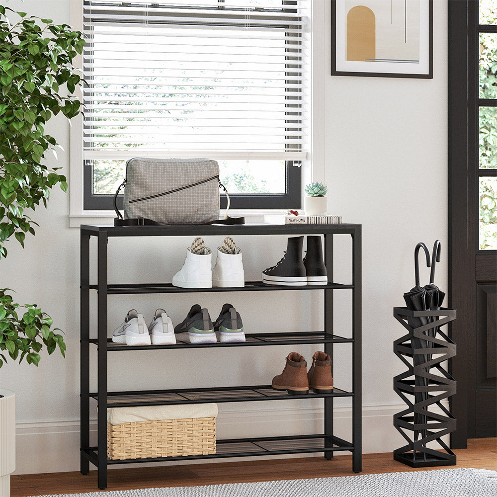 5-Tier Shoe Storage Organizer with 4 Metal Mesh Shelves