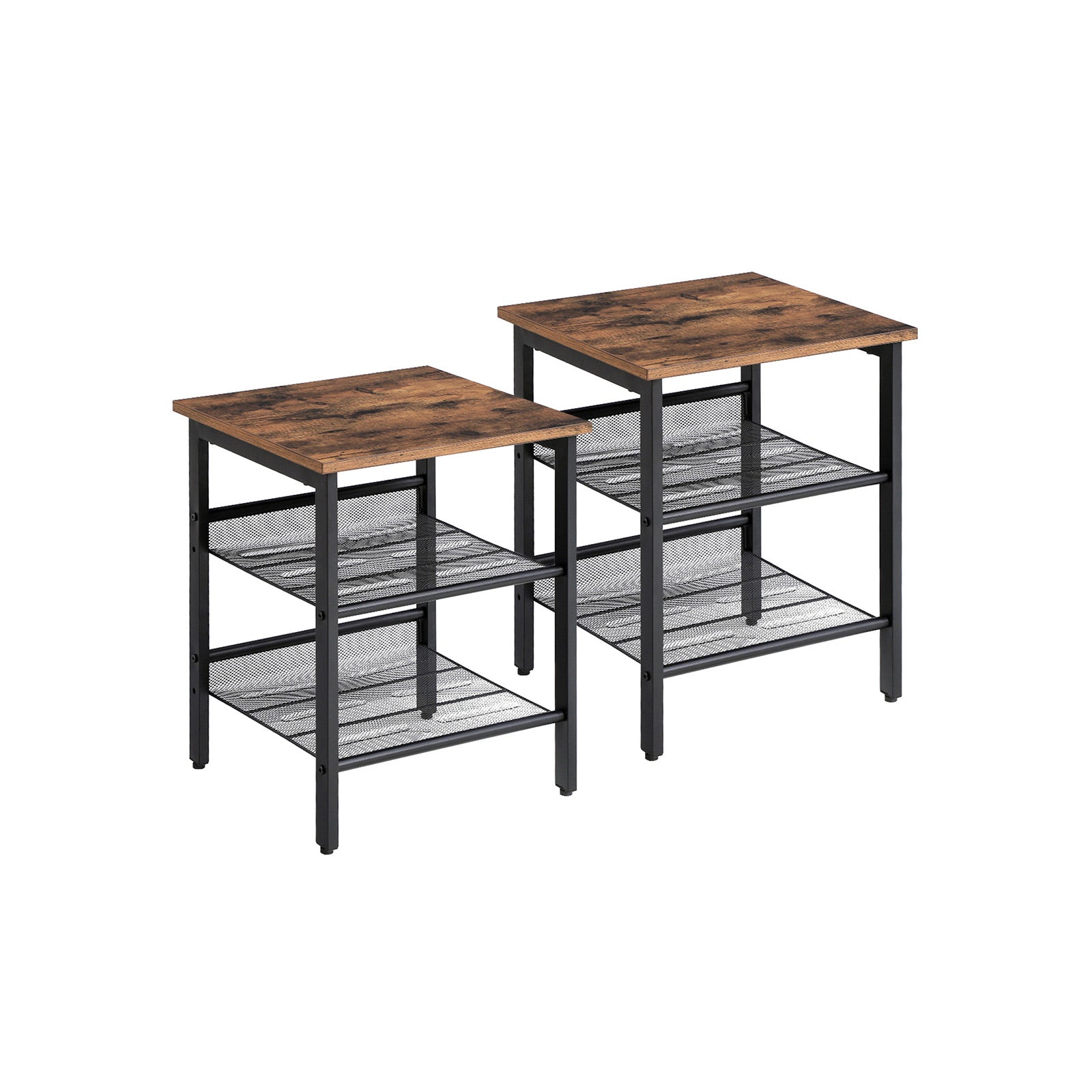 Set of 2 Side Tables with Adjustable Shelves