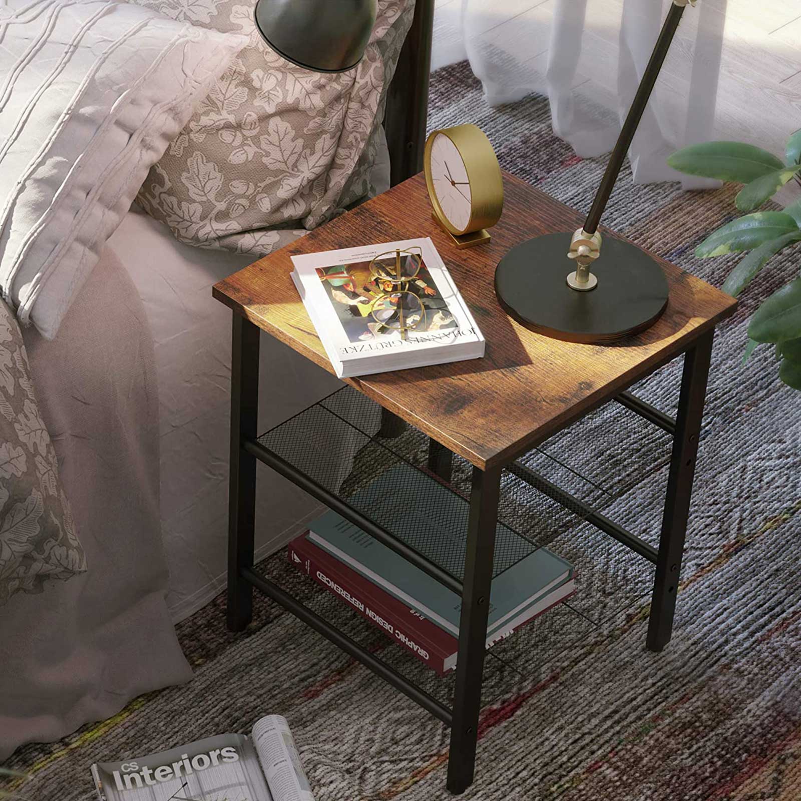 Set of 2 Side Tables with Adjustable Shelves