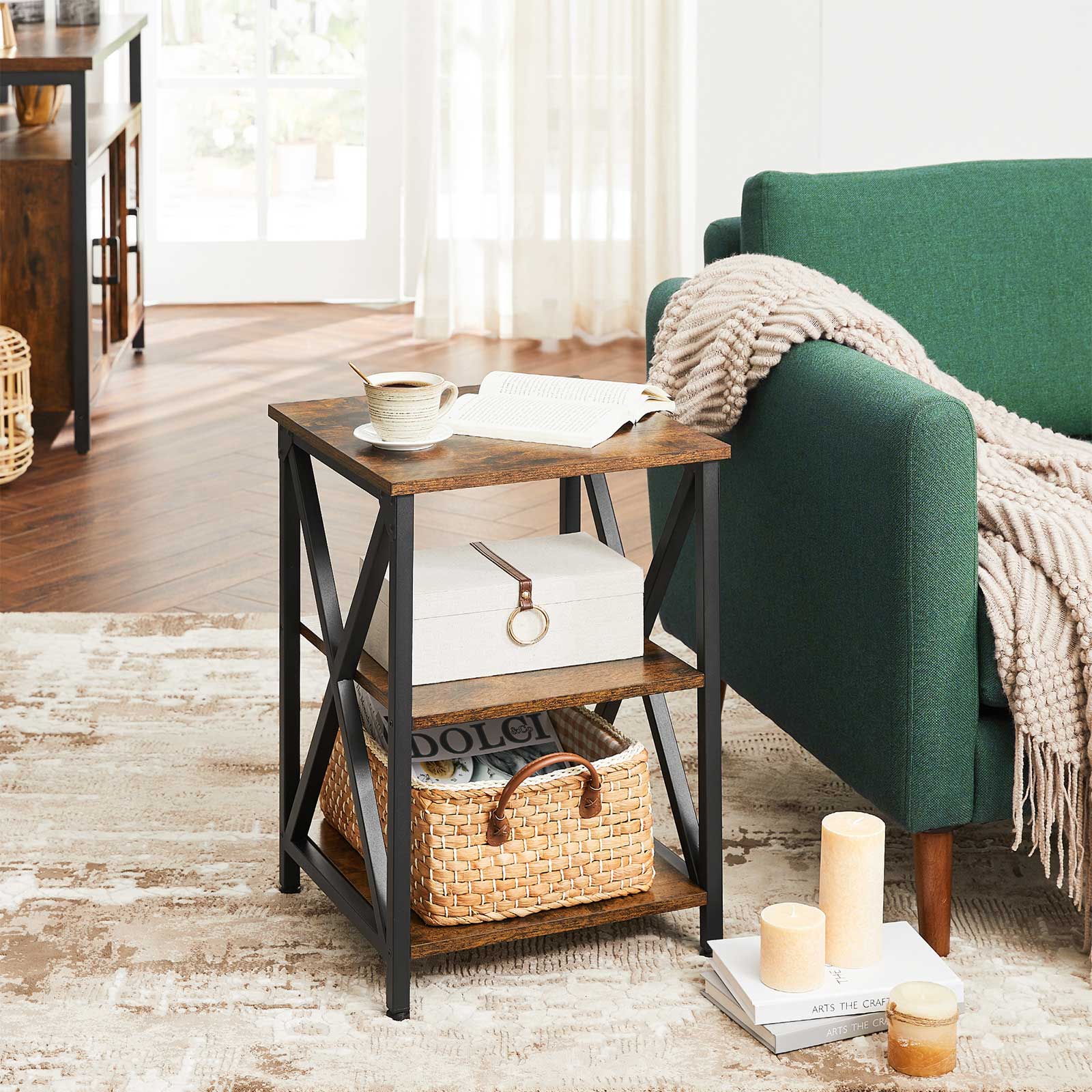 3-Tier Side Table with Storage Shelf