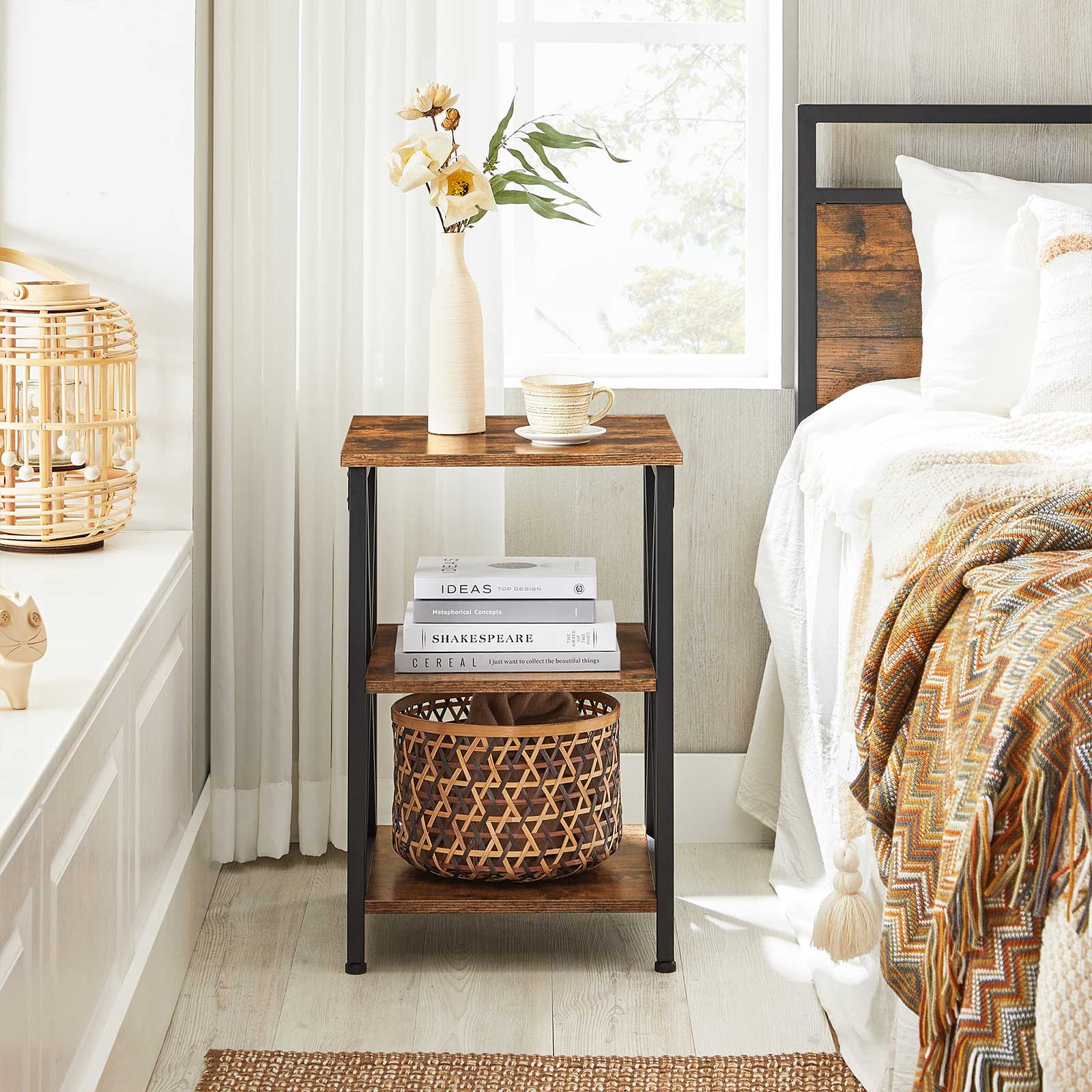 3-Tier Side Table with Storage Shelf