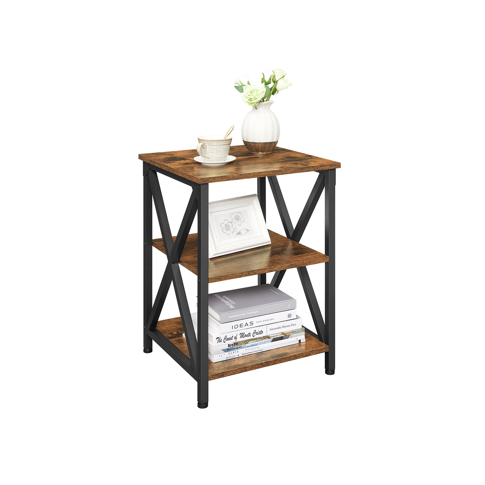 3-Tier Side Table with Storage Shelf