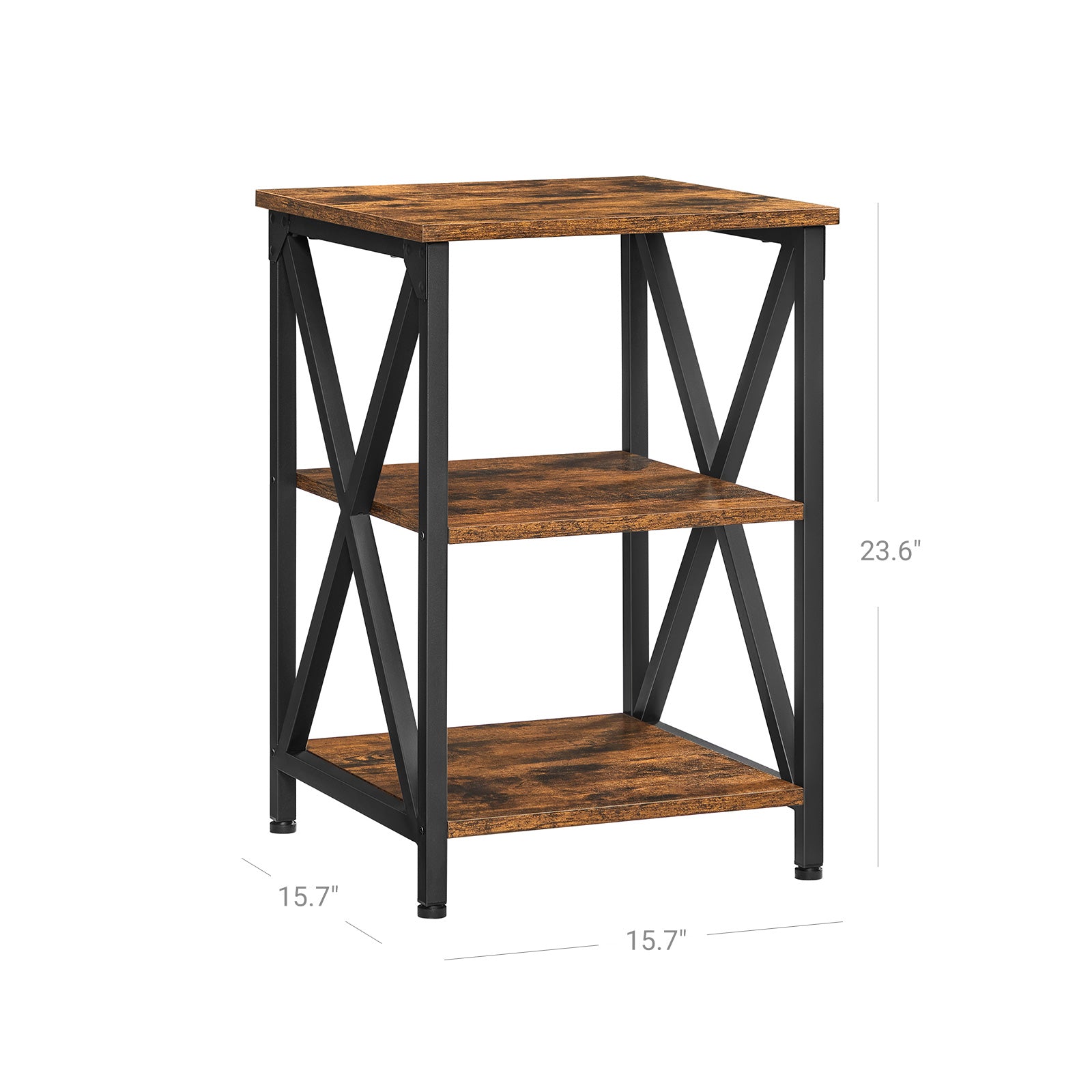 3-Tier Side Table with Storage Shelf