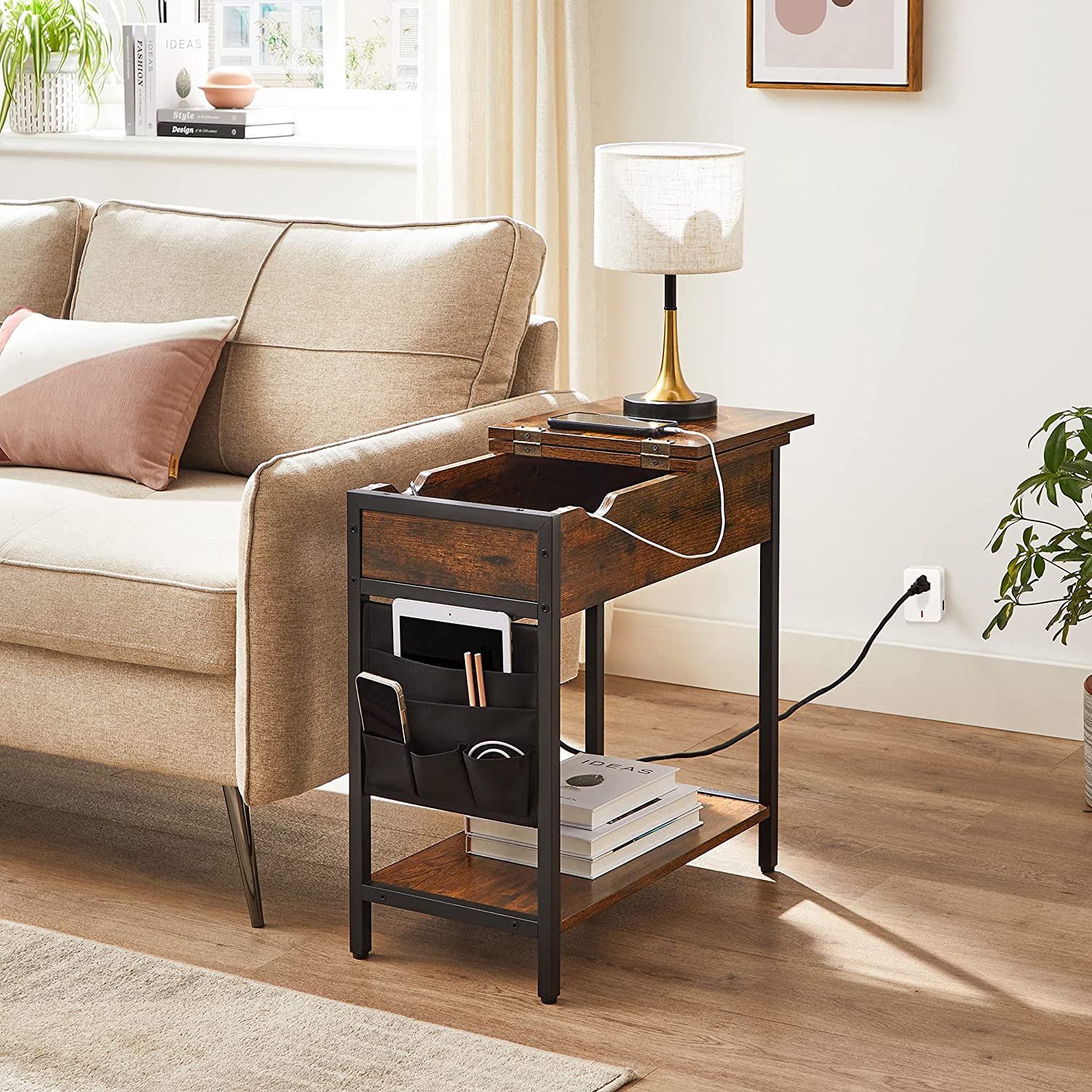 Sofa Side Table with Power Outlet