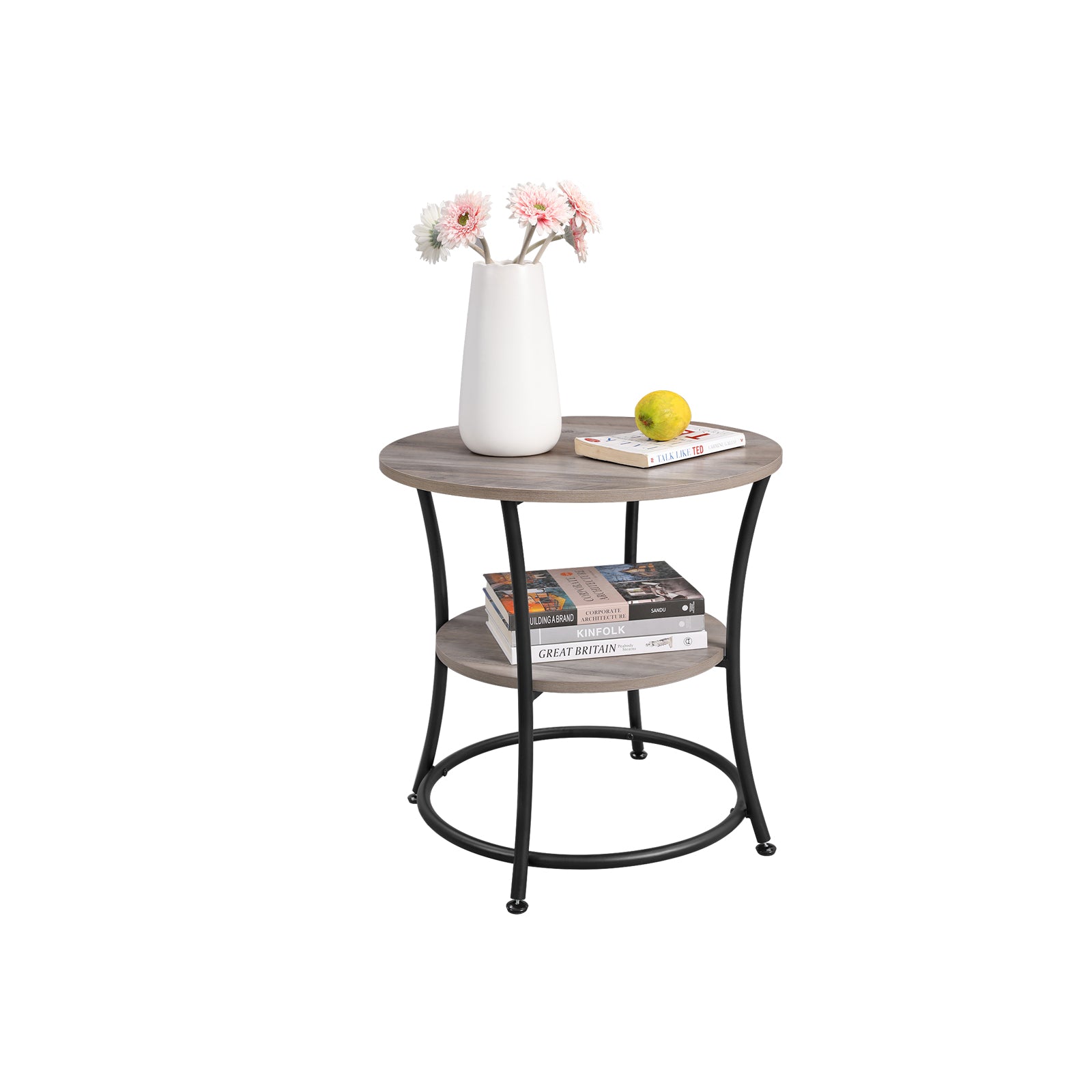 Round End Table with 2 Shelves