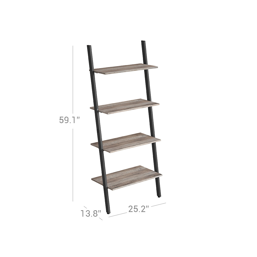 Gray 4-tier Ladder Leaning Shelf