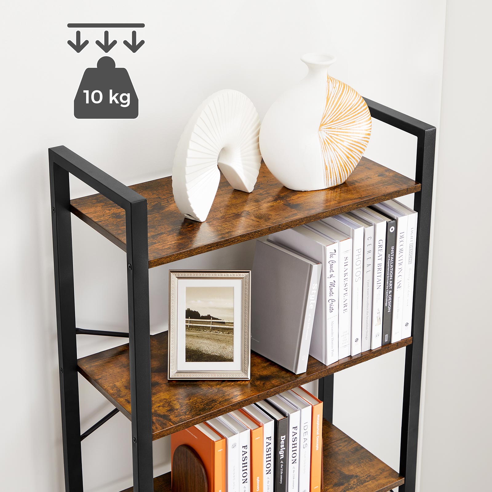 6-Tier Bookshelf with Steel Frame