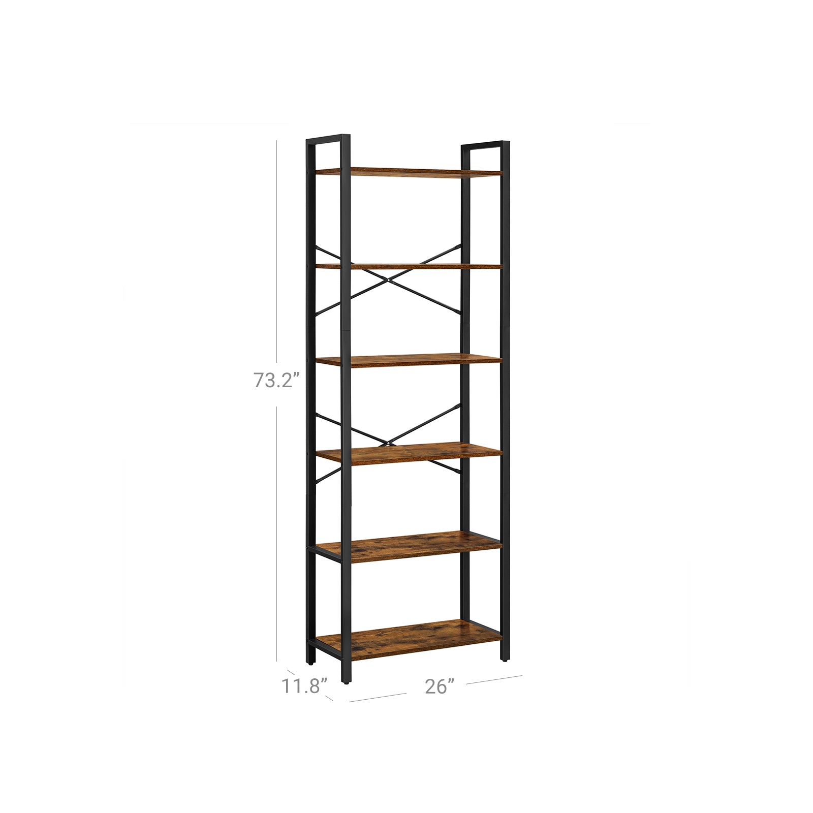 6-Tier Bookshelf with Steel Frame