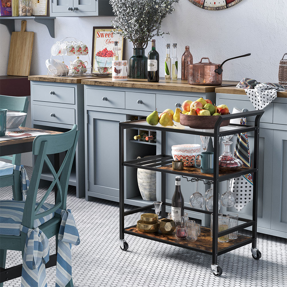 Serving Cart with Storage Shelf