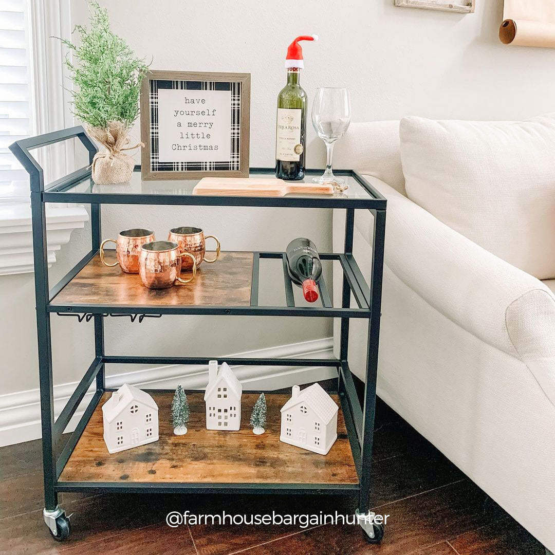 Serving Cart with Storage Shelf