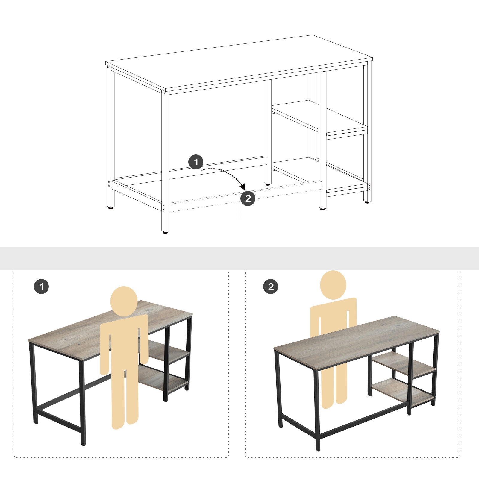 55 Inches Home Office Desk