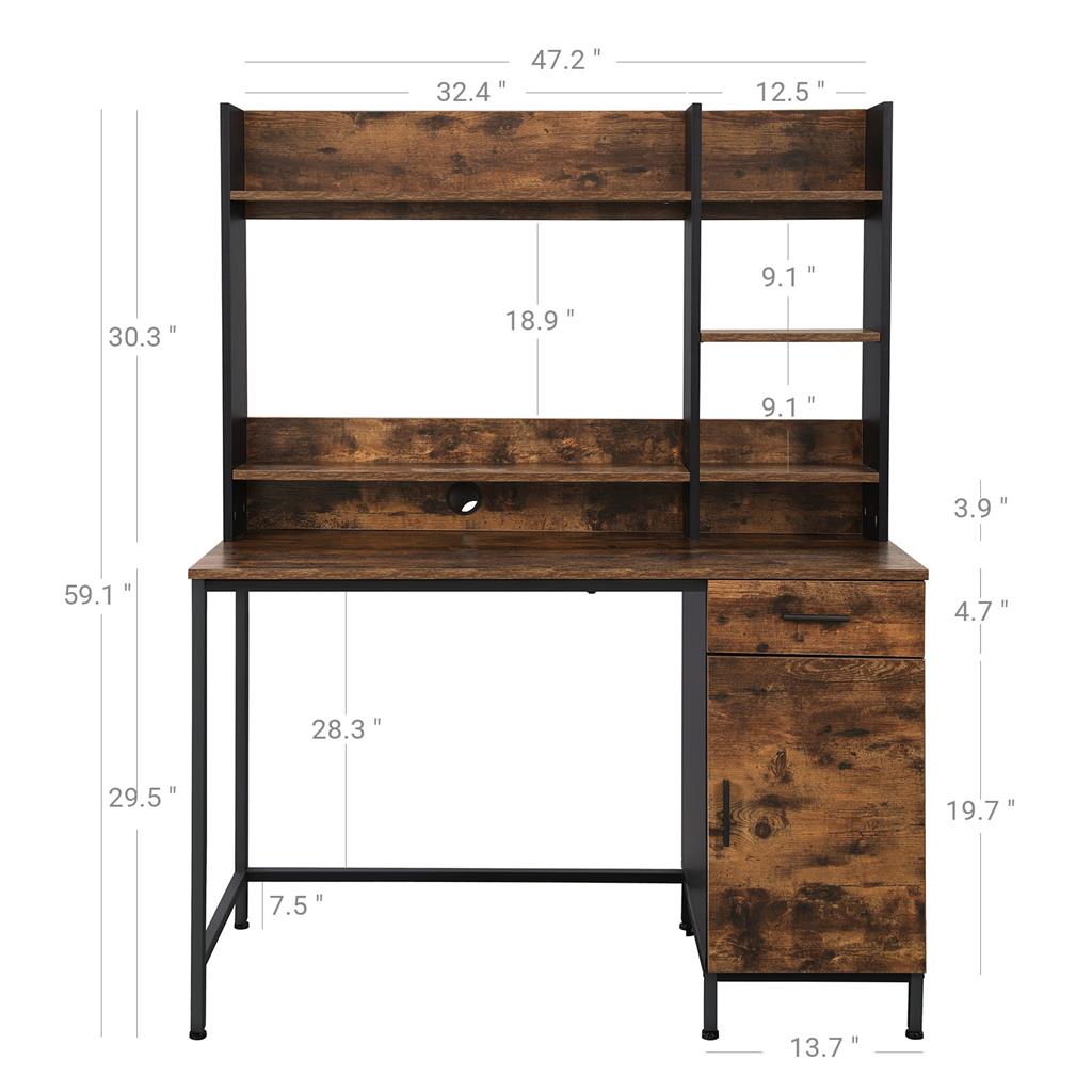 Computer Desk with Bookshelf