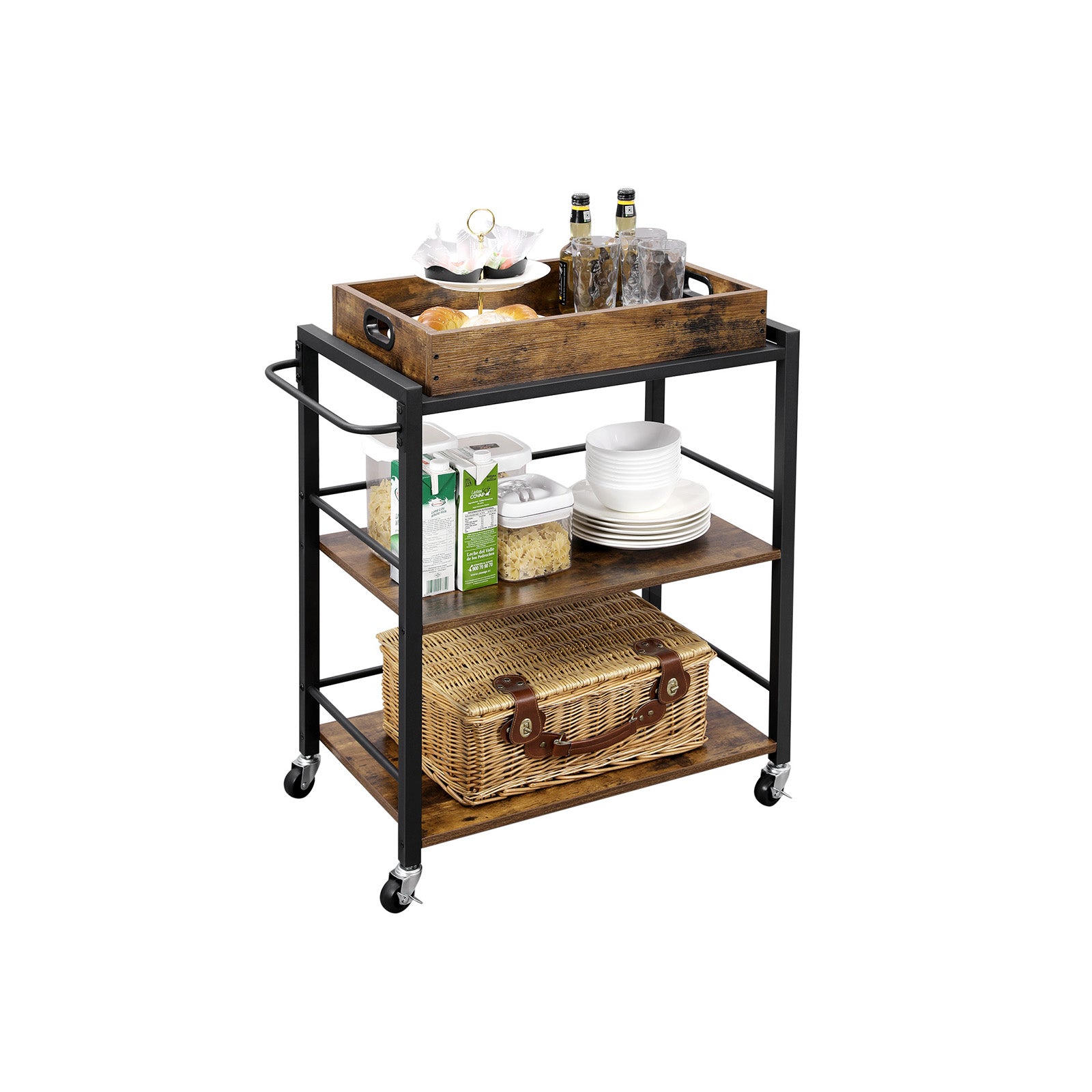 Kitchen Serving Cart with Wheels and Handle