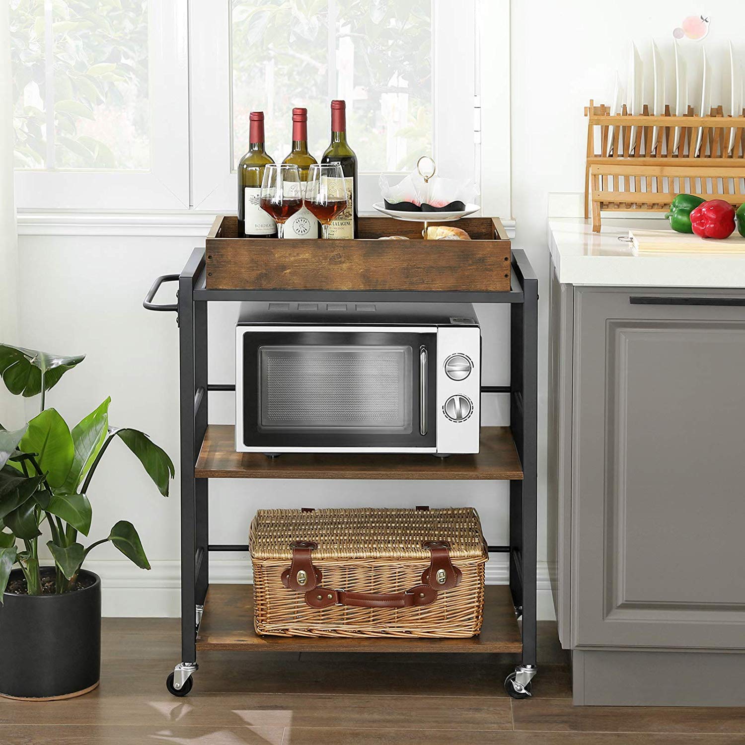 Kitchen Serving Cart with Wheels and Handle