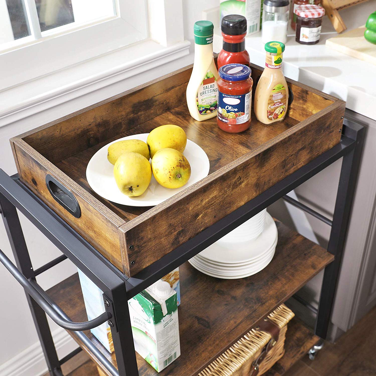 Kitchen Serving Cart with Wheels and Handle