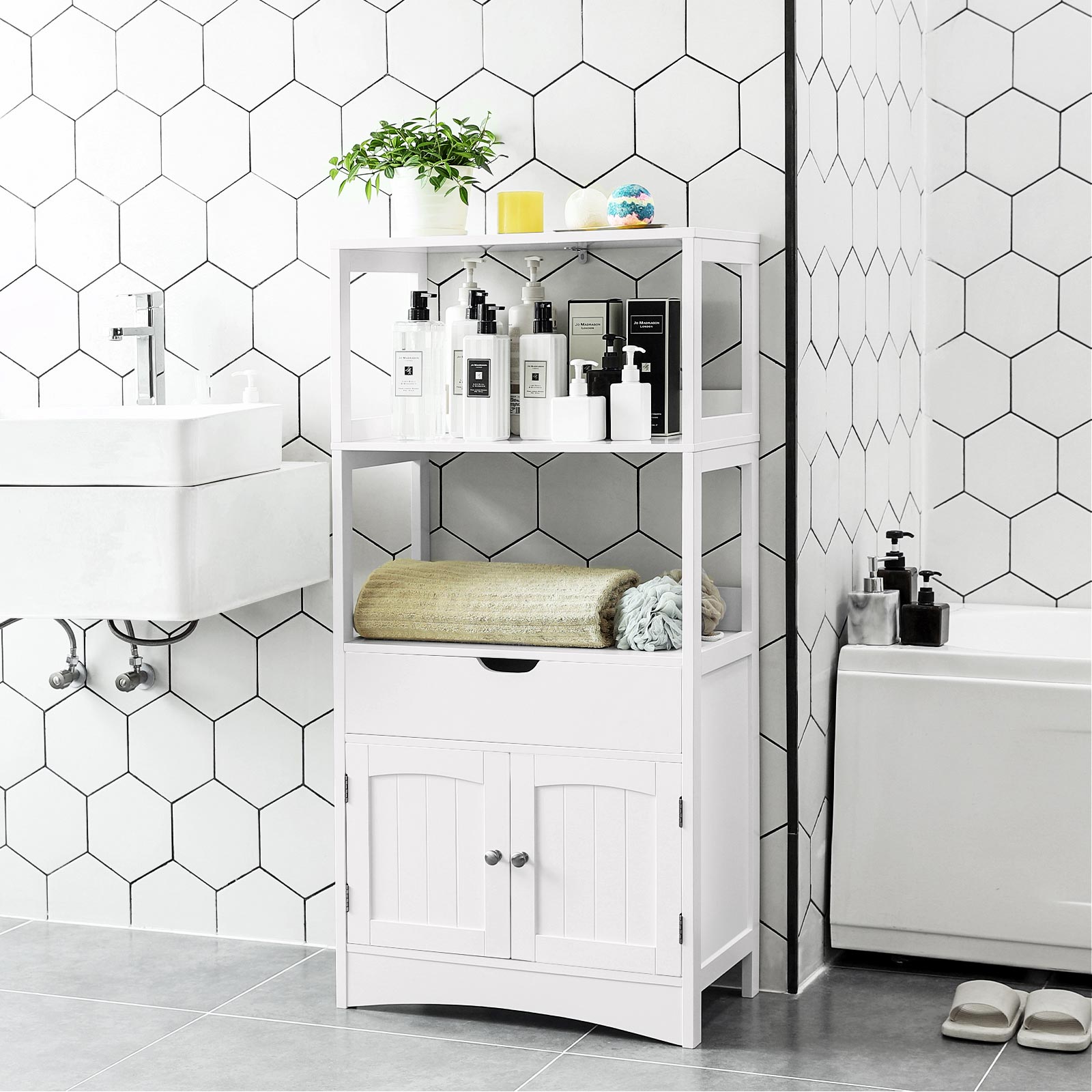 Upper Shelves Bathroom Cabinet