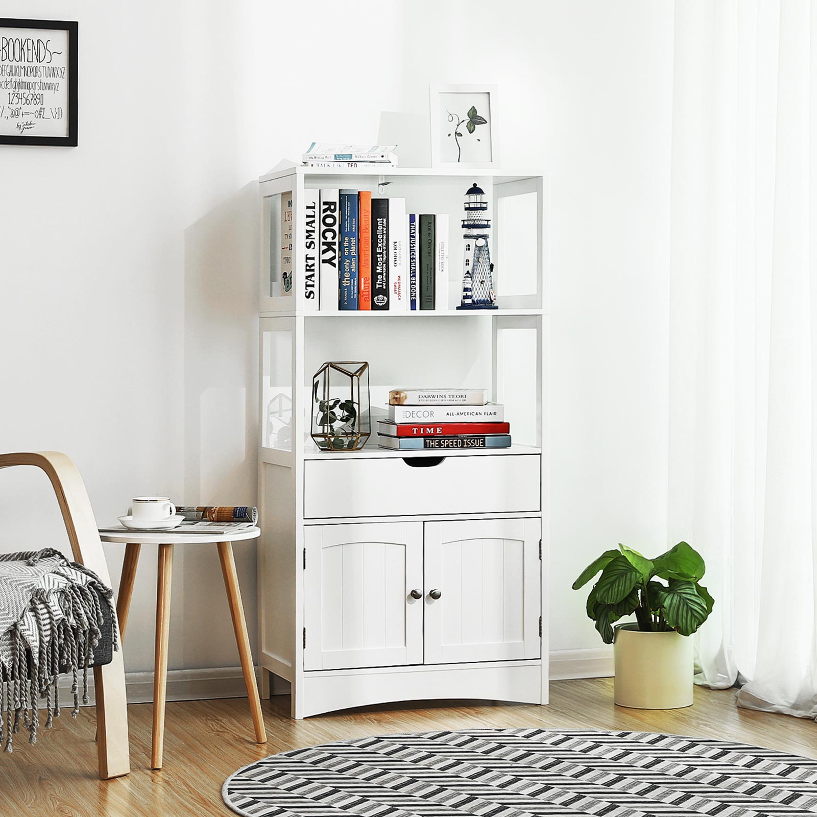 Upper Shelves Bathroom Cabinet