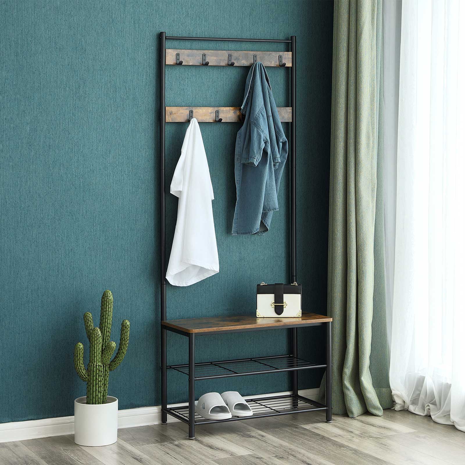 Hall Tree Entryway Shoe Bench