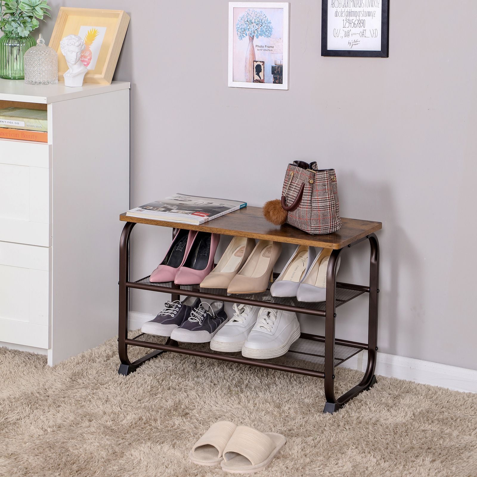 Vintage Shoe Bench Rack