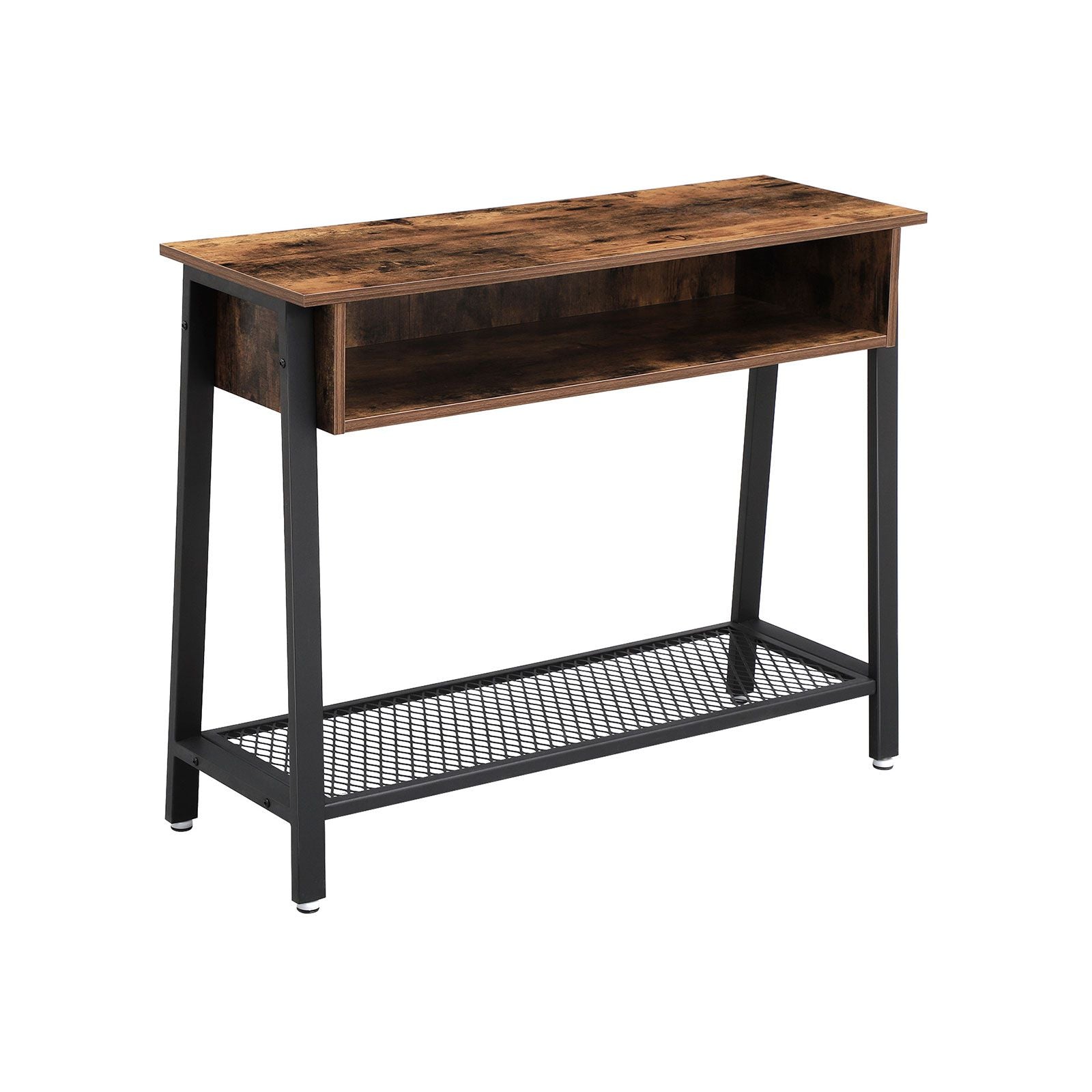 Industrial Console Table with Mesh Shelf