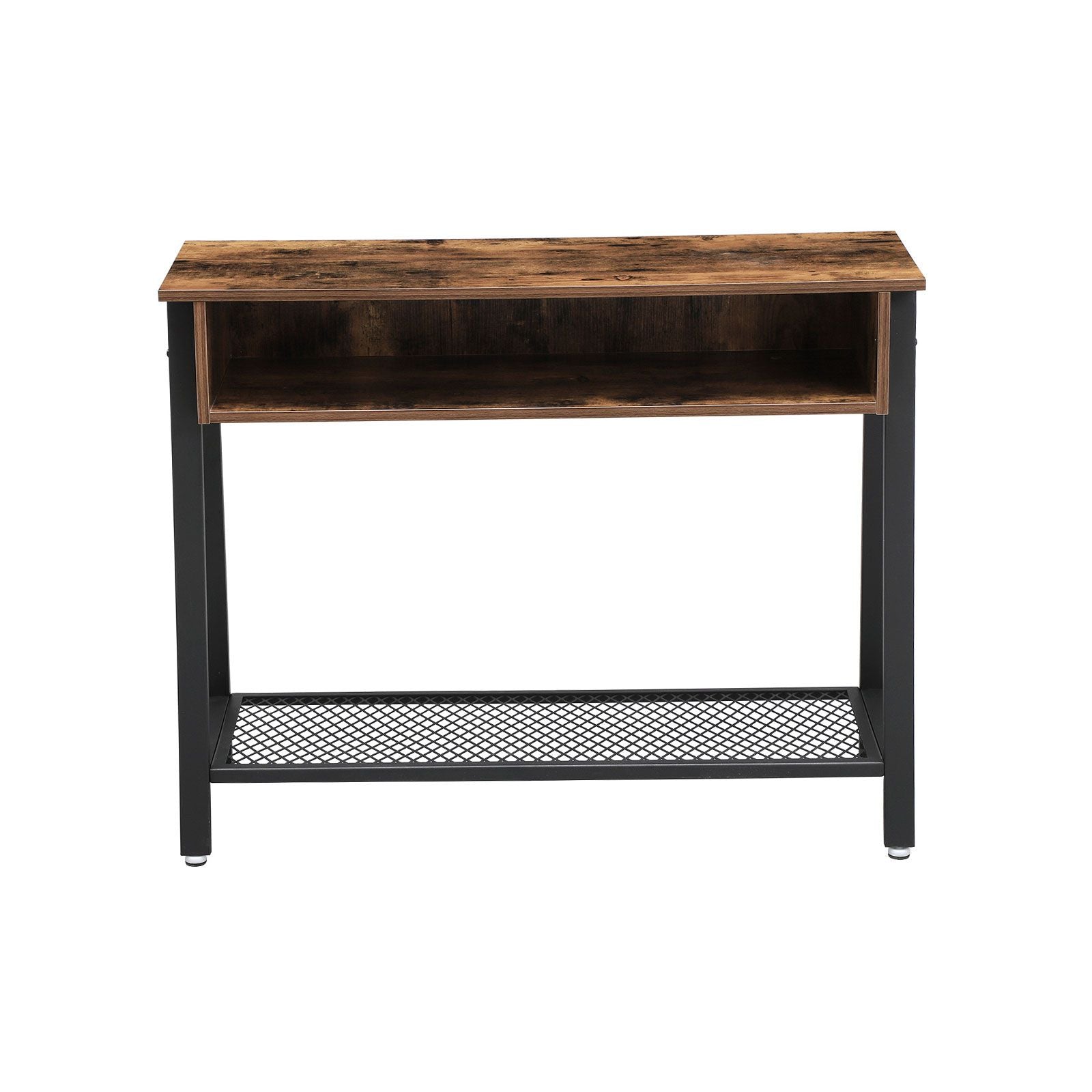 Industrial Console Table with Mesh Shelf