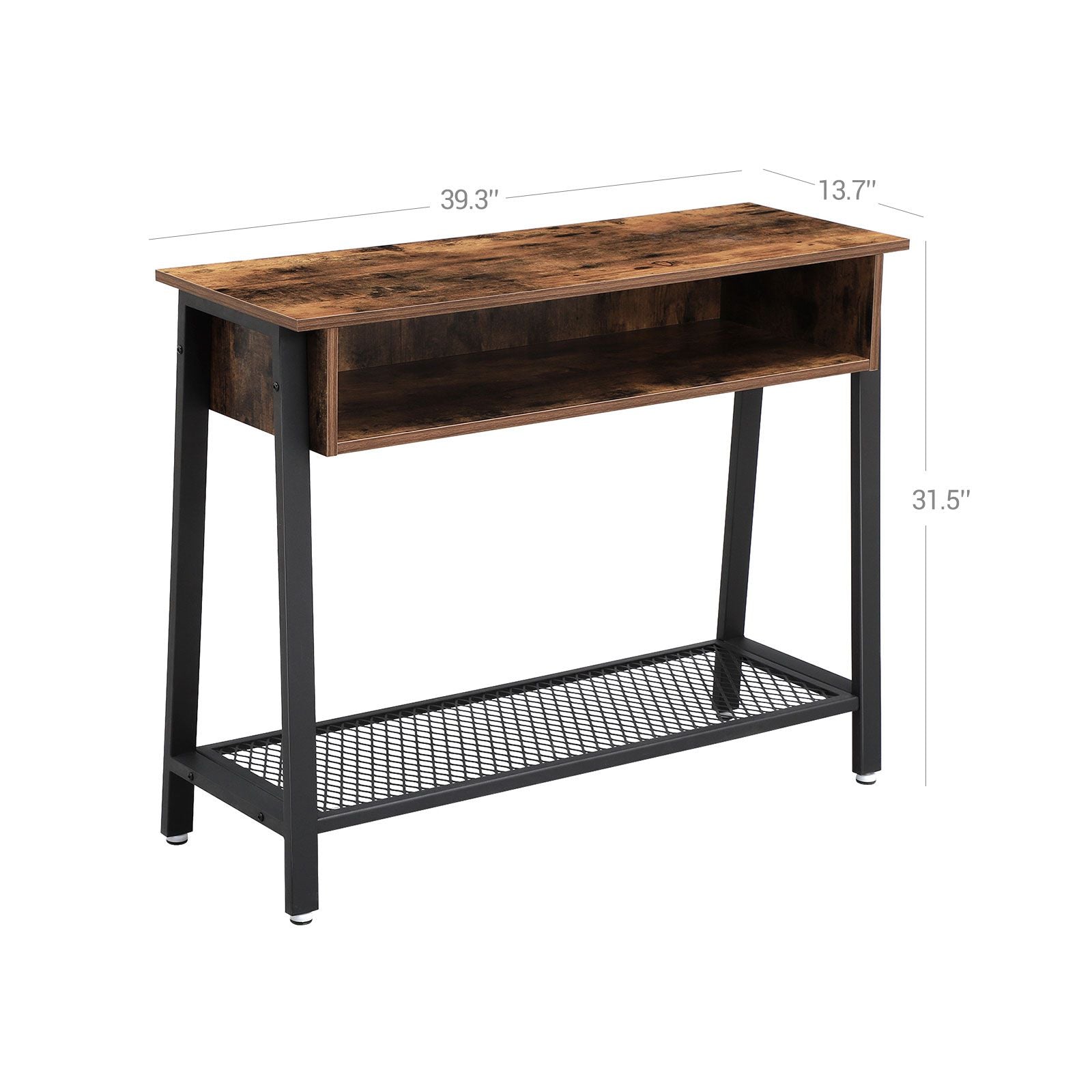 Industrial Console Table with Mesh Shelf