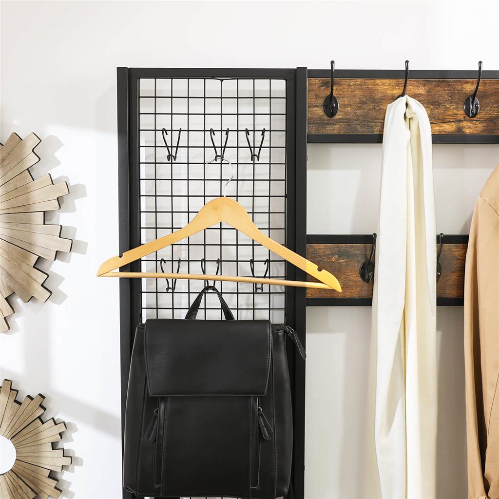 Large Coat Rack with Shoe Bench