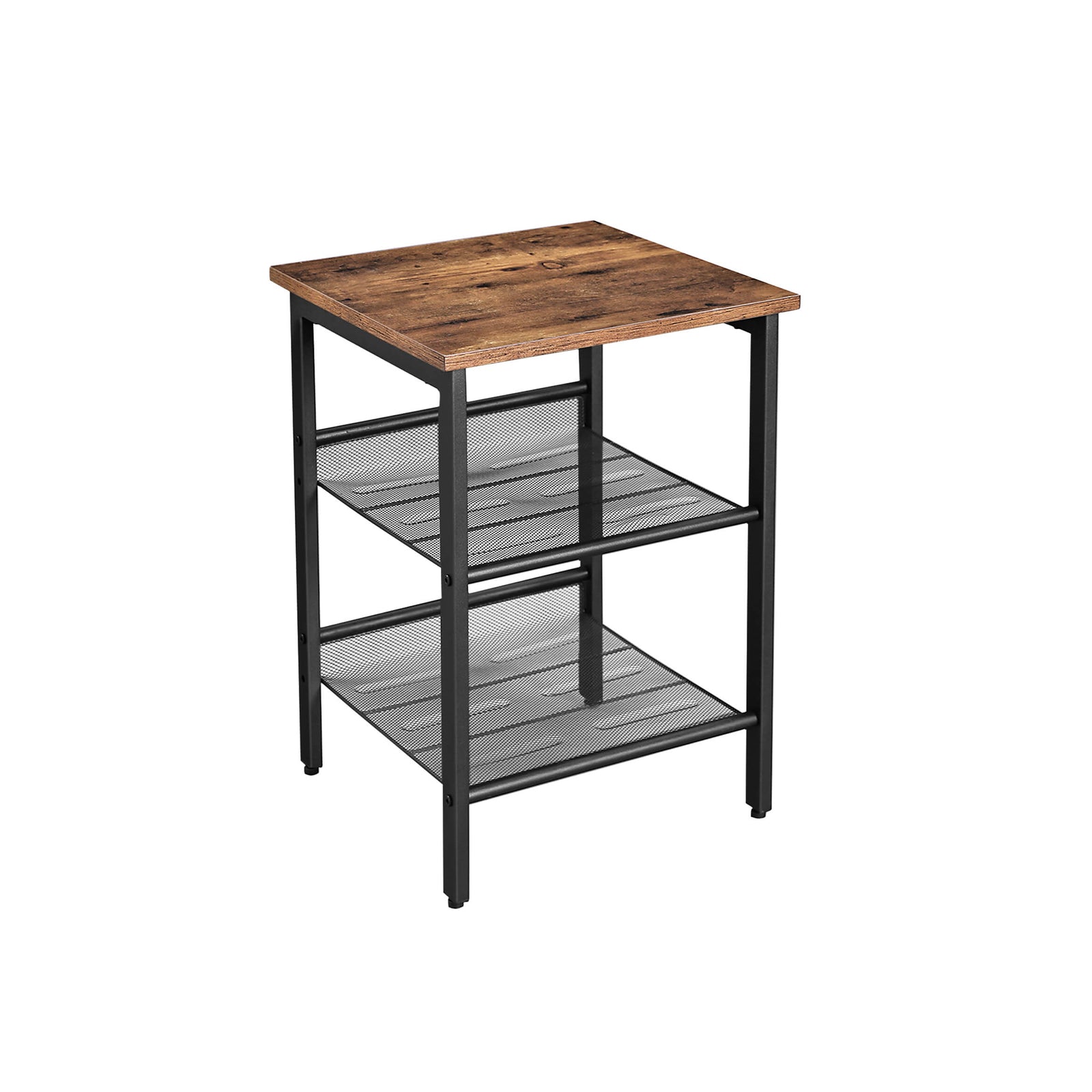 End Table with 2 Adjustable Mesh Shelves